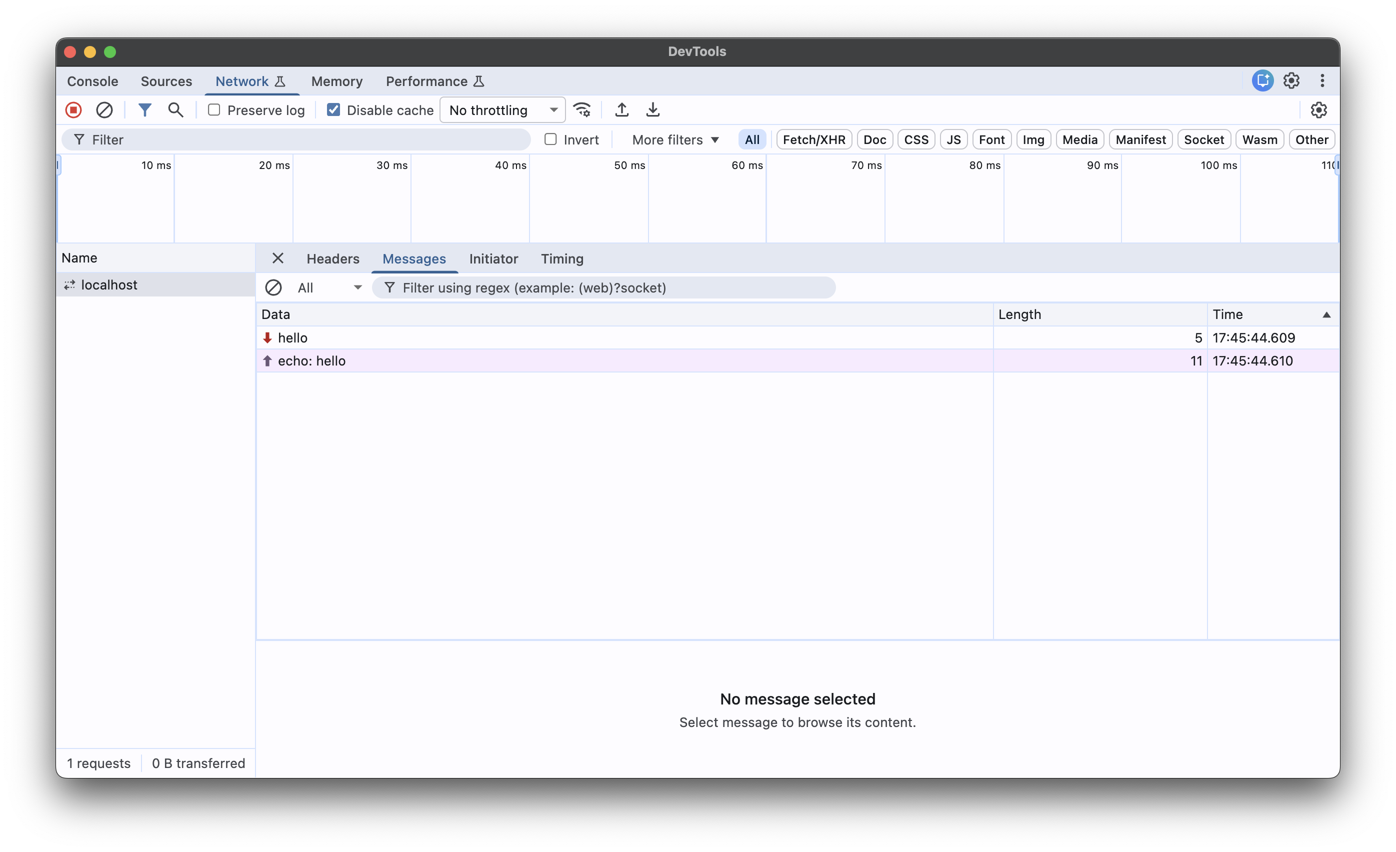Deno.upgradeWebSocket() in the Network tab